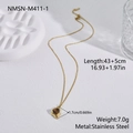 Detail of a geometric stainless steel necklace with a brown tiger eye stone pendant - Gold Irregular Geometric Tiger Eye (NMSN-M411-1)