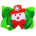 Christmas bow hair clip for girls featuring a green ribbon and a cute plush snowman head - Style 11 (Plush Snowman)