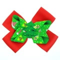 Christmas bow hair clip for girls with red ribbon and green sequined Xmas tree - Style 5 (Christmas Tree Glitter)