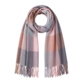 Sciarpa classica a quadri in rosa antico e grigio con nappe per l'autunno - Quadri Grigio Rosa (28#)
