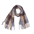 Classic checkered fringe scarf in dark brown and beige tones for autumn and winter - 200X60CM (Including Fringe) / Blue Coffee Plaid (32#)