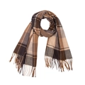 British style checkered scarf with fringes in brown, beige and dark grey color - 200x60cm / Coffee (33#)