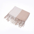 Classic cream and beige color block scarf with soft fringe trim for autumn and winter - 200x60cm / Large Check Khaki (22#)