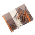 Classic large plaid shawl in brown and orange with decorative fringe detail - Orange Beige (20#) / 200X60CM (Including Fringe)
