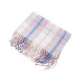 Pink and sky blue plaid checkered winter scarf with decorative tassel edges for women - Pink White (18#) / 200X60CM (Including Fringe)