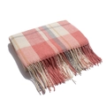 Plaid tassel scarf in coral pink, light gray, and cream white large checkered pattern - Orange Pink (19#) / 200X60CM (Including Fringe)