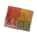 Classic checkered fringe scarf with orange, yellow, and soft pink color blocking detail - 200x60cm / Orange Yellow (21#)