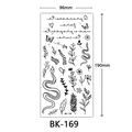 Large black and white sketch tattoo sticker featuring snake and butterfly designs - BK-169 / 96*190mm