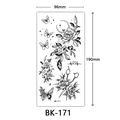 Black and white sketch flower temporary tattoo sticker with rose and butterfly BK-171 - Bk-171 / 96*190mm