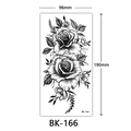 Large black and white sketch rose temporary tattoo sticker BK-166 for body art - Bk-166 / 96*190mm