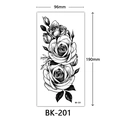 Sketch rose temporary tattoo sticker in black and white, size 190x96mm, model BK-201 - Bk-201 / 96*190mm