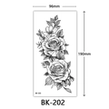 Black and white sketch rose flower temporary tattoo sticker waterproof body art BK-202 - Bk-202 / 96*190mm