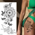 Black and white sketch flower rose and mandala bow temporary tattoo sticker for skin - Bk-079 / 96*190mm
