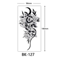 Black and white sketch tattoo sticker featuring snake and rose design, size 96x190mm - Bk-127 / 96*190mm
