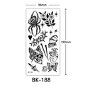 Black and white sketch tattoo sticker sheet featuring skull and spider motifs 96x190mm - Bk-188 / 96*190mm