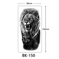 Lion and Spartan warrior temporary tattoo sticker, 96x190mm sketch style - Bk-150 / 96*190mm