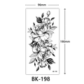 Black and white sketch floral temporary tattoo sticker with rose design, size 96x190mm - Bk-198 / 96*190mm