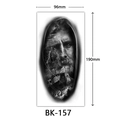 Black and white sketch temporary tattoo sticker with ship and portrait, 96x190mm - BK-157 / 96*190mm