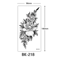 Black and white sketch flower temporary tattoo sticker BK-218 size 96x190mm - Bk-218 / 96*190mm