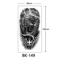 Detailed black and white lion and winged cross sketch temporary tattoo, 96x190mm - Bk-149 / 96*190mm