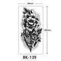 Premium black and white sketch tiger and flower temporary tattoo sticker, 190x96mm - Bk-139 / 96*190mm