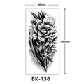Large black and white sketch wolf and flower temporary tattoo sticker 96x190mm BK-138 - Bk-138 / 96*190mm