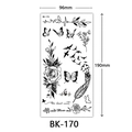 Black and white sketch rose and butterfly temporary tattoo sticker sheet 96x190mm - Bk-170 / 96*190mm