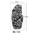 Black and white sketch floral temporary tattoo sticker with rose design 96x190mm - Bk-153 / 96*190mm
