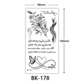 Black and white sketch flower temporary tattoo sticker with rose and dragonfly design - Bk-178 / 96*190mm