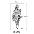 Detailed black and white sketch snake and flower temporary tattoo sticker, model BK-222 - Bk-222 / 96*190mm