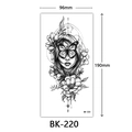 Detailed black and white sketch flower tattoo sticker with butterfly design, 96x190mm - Bk-220 / 96*190mm