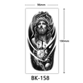 Religious sketch Jesus tattoo sticker with cross and moon, 96x190mm black and white - Bk-158 / 96*190mm