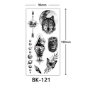 Black and white sketch temporary tattoo sheet with wolf lion moon and planets designs - Bk-121 / 96*190mm