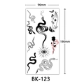 Large black and white temporary tattoo sticker with snake butterfly and eye designs - Bk-123 / 96*190mm