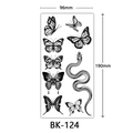Black and white butterfly and snake temporary tattoo sticker sheet BK-124 96x190mm - Bk-124 / 96*190mm