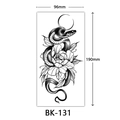 Large black and white sketch snake and flower temporary tattoo sticker variant BK-131 - Bk-131 / 96*190mm