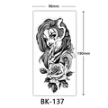 Large black and white temporary tattoo sticker with sketch rose and woman design. - Bk-137 / 96*190mm