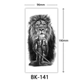 Temporary sketch tattoo sticker featuring lion and knight design in 96x190mm size - Bk-141 / 96*190mm
