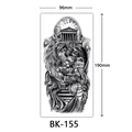 Large temporary sketch tattoo sticker featuring dragon and temple motif 190x96mm - Bk-155 / 96*190mm