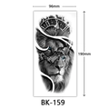 Black and white lion with clock and gears sketch temporary tattoo sticker, 190x96mm - Bk-159 / 96*190mm