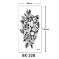 Black and white sketch tiger and rose temporary tattoo sticker BK-228 96x190mm - Bk-228 / 96*190mm