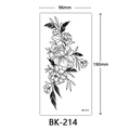 Sketch style black and white flower temporary tattoo sticker BK-214 design variant - Bk-214 / 96*190mm