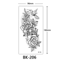 Sketch rose and hummingbird temporary tattoo sticker with crown design 96x190mm - Bk-206 / 96*190mm