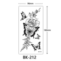 Black and white sketch rose and butterfly temporary tattoo sticker, 96x190mm size - Bk-212 / 96*190mm