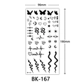 Temporary tattoo sticker sheet BK-167 with black sketch butterflies and snake designs - Bk-167 / 96*190mm