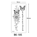 Black and white sketch butterfly and sunflower temporary tattoo sticker 96x190mm size - Bk-185 / 96*190mm