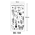 Black and white sketch tattoo sticker sheet with rose and butterfly motifs, model BK-184 - Bk-184 / 96*190mm