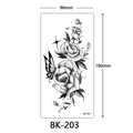 Black and white sketch rose and butterfly temporary tattoo sticker BK-203, 96x190mm size - Bk-203 / 96*190mm