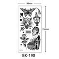 Black and white sketch temporary tattoo sheet with leopard and butterfly motifs - Bk-190 / 96*190mm