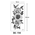 Temporary tattoo sticker featuring black and white sketch of roses and sunflower pattern - Bk-194 / 96*190mm